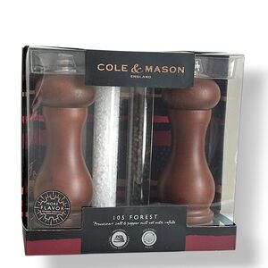 Cole & Mason Salt and Pepper Mill Grinder Set Wood 105 Forest NIB